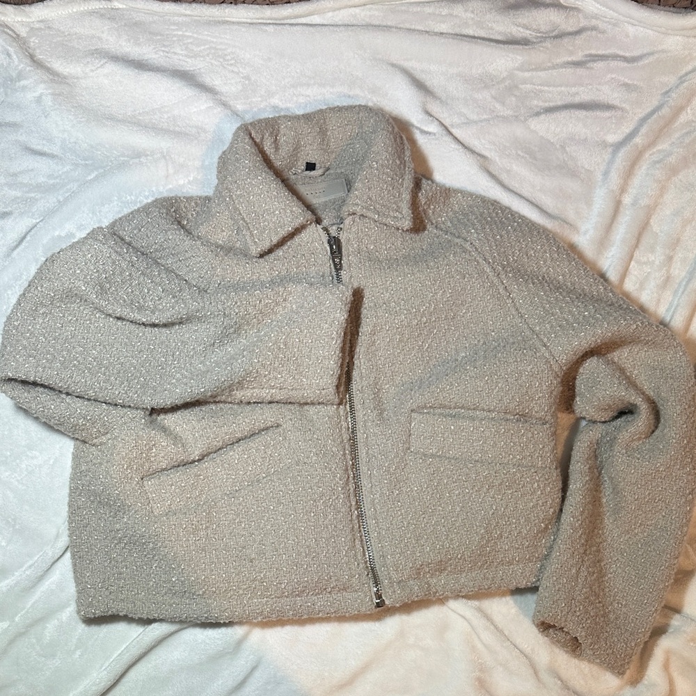 [BLANKNYC]  Textured Tan Zip-Up Jacket